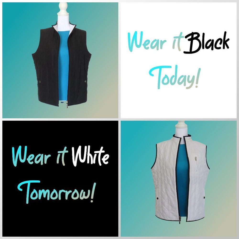 Black and White Quilted Vest Reversible Fairway and Greene......726